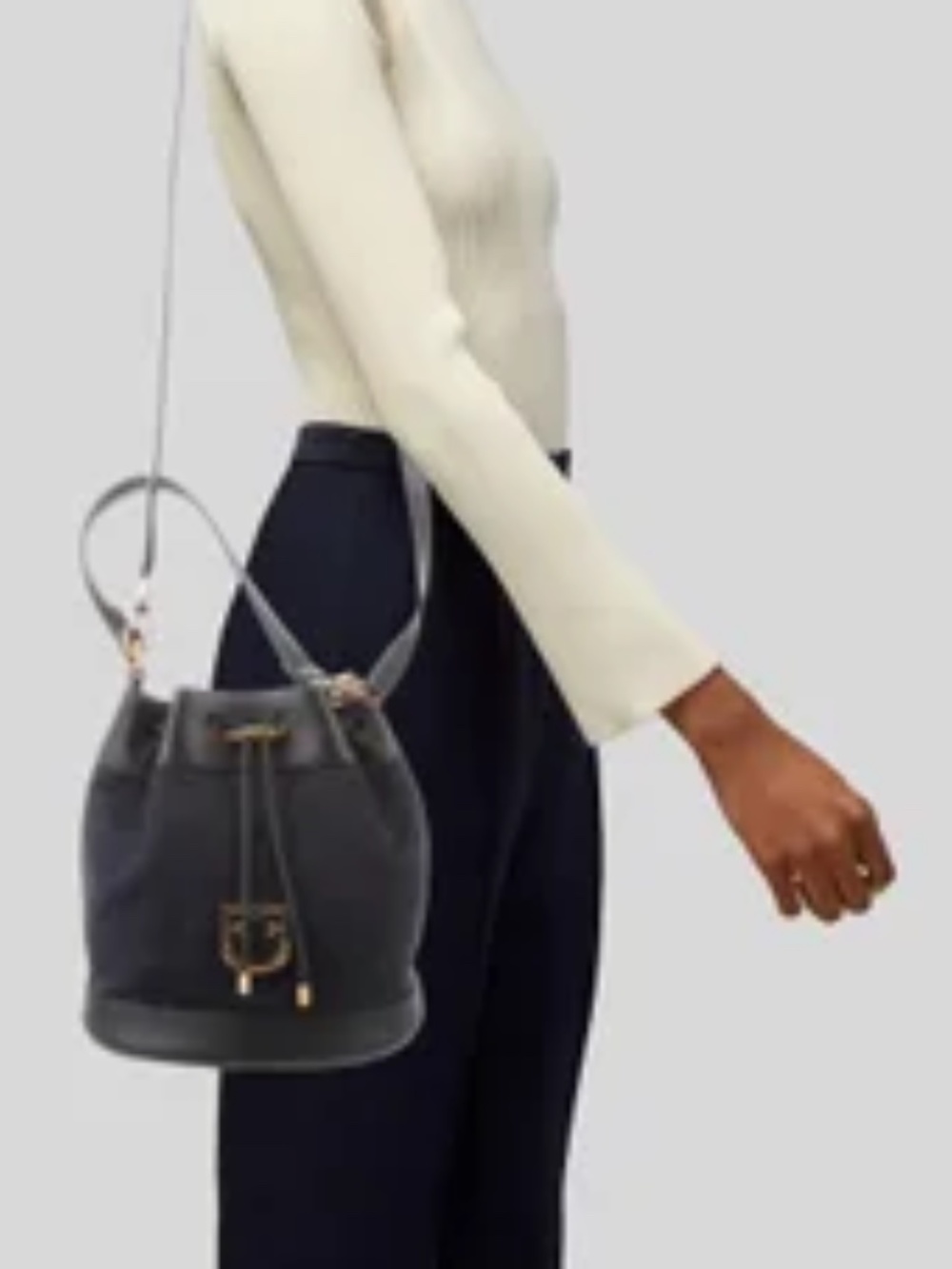 FURLA Corona S Denim and Leather Bucket Bag - Navy/Black EUC - Picture 11 of 11
